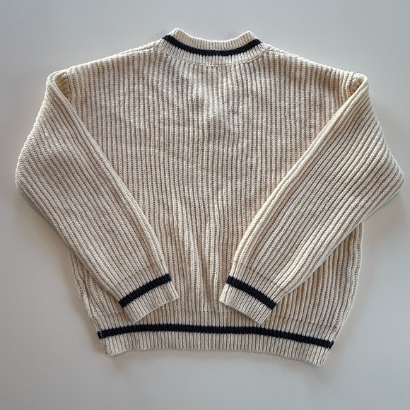 SHEIN V Neck Sweater Cream with Blue Detail SZ XS - Picture 2 of 3